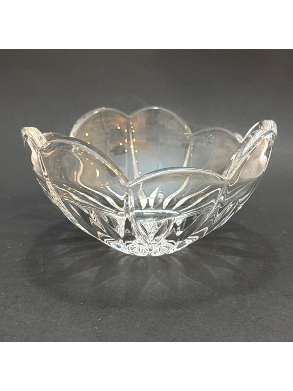 Crystal Glass Bowl Mikasa Icicles Scalloped Starburst Candy Trinket Dish Vintage
